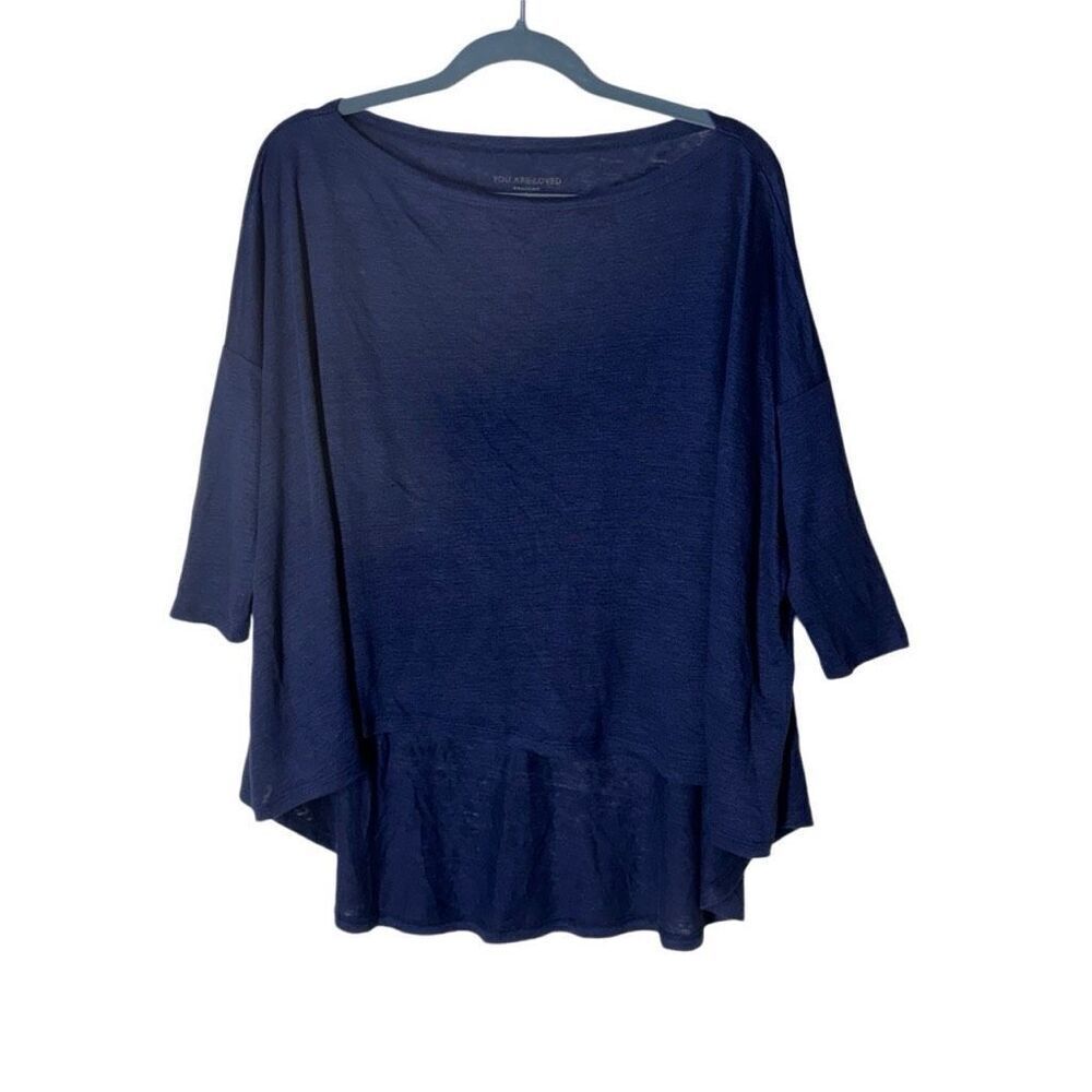 Stella & Dot Oversized T-Shirt Women’s Sm Drapey Navy High Low Hem